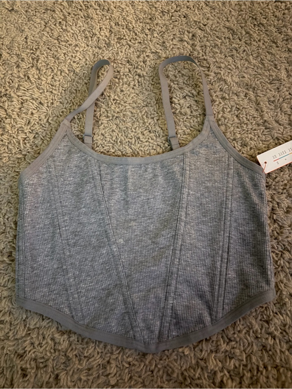 Colsie Gray Ribbed Bandeau Crop Top with Adjustable Straps